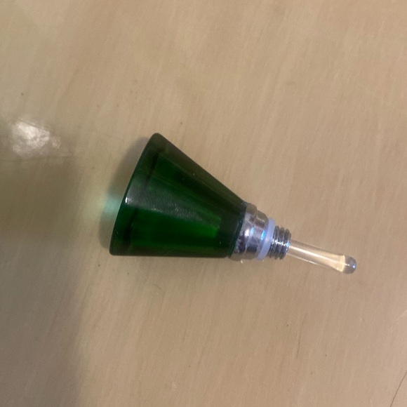 Perfume Glass Bottle Round Rainbow Geometric Prism w/ Green Stopper Vintage - Picture 4 of 12